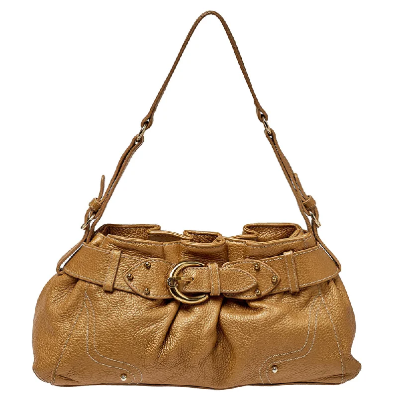 Aigner   Pleated Leather Satchel