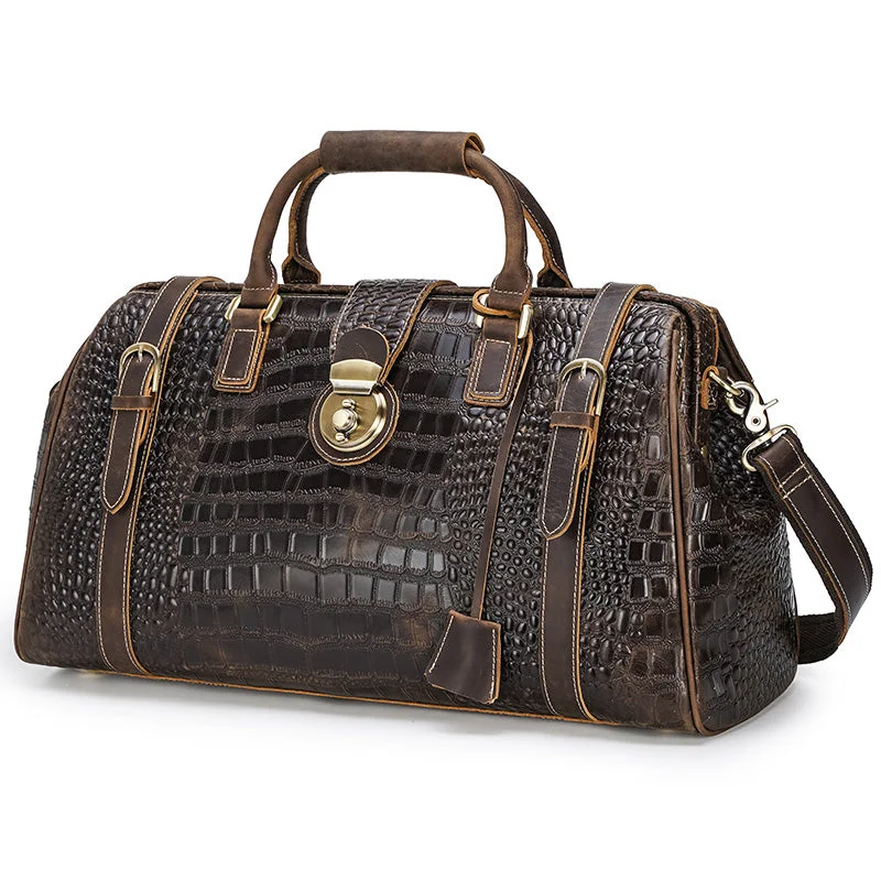 Crocodile Genuine Leather Duffel Bag - Weekend Travel Bag