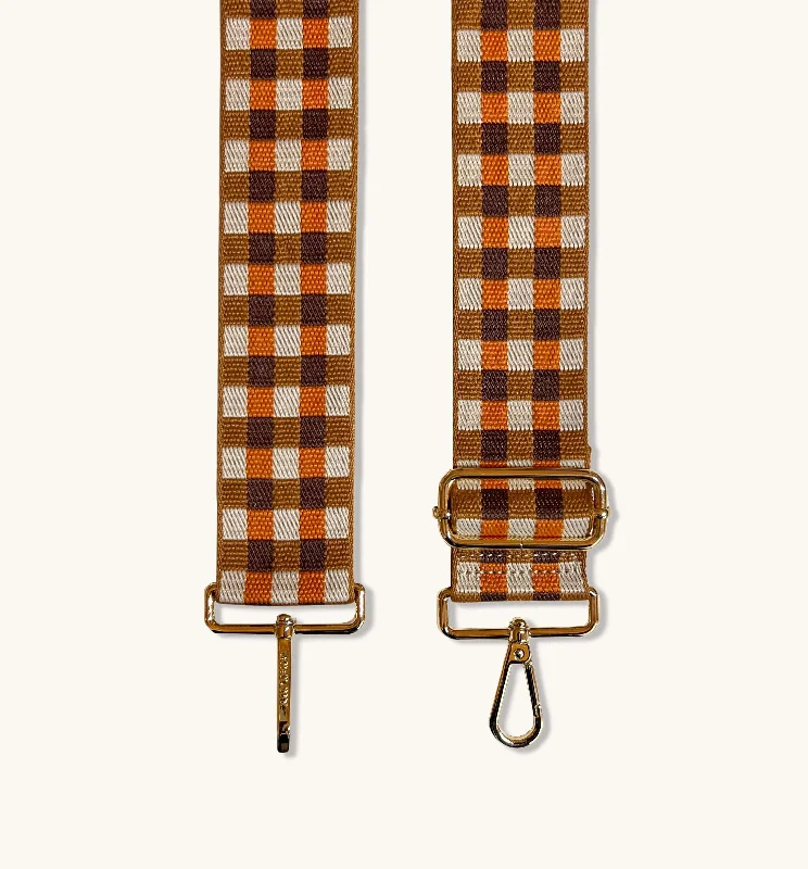 Orange and Tan Check Strap